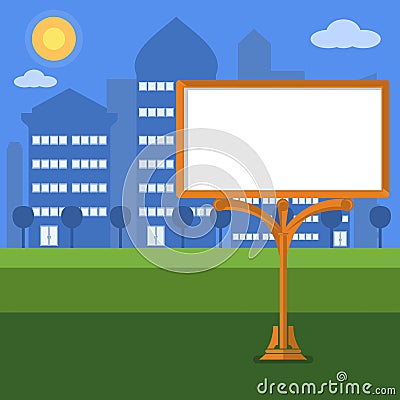 Blank billboard in the city, flat style ,vector illustration Vector Illustration