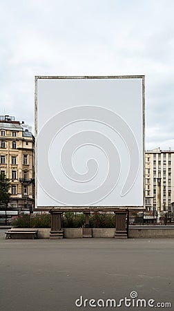 Historic cityscape crowned by a blank billboard frame, blending the old and the new Stock Photo