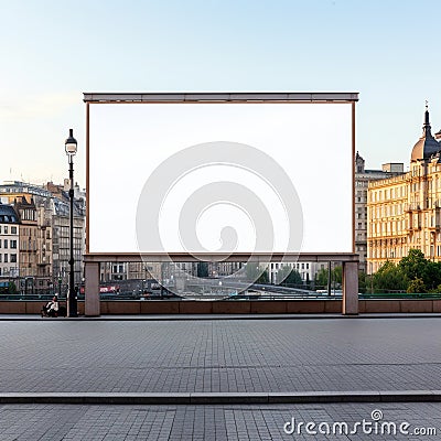 Historic cityscape crowned by a blank billboard frame, blending the old and the new Stock Photo