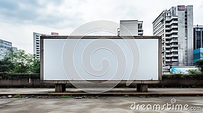 Blank billboard frame nestled amidst a bustling urban landscape, open canvas for creativity Stock Photo