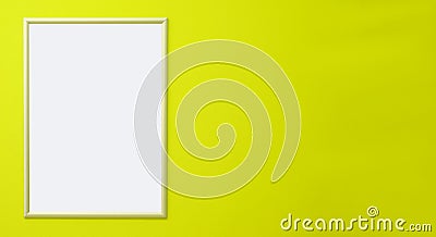 Blank billboard on a green wall. Banner with room to add your own text. Stock Photo