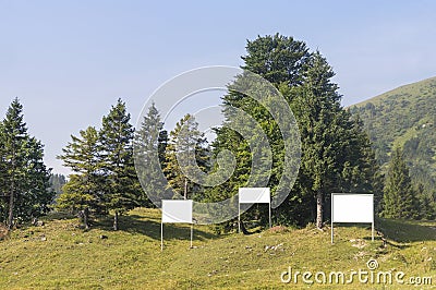 Blank billboard in landscape. Stock Photo