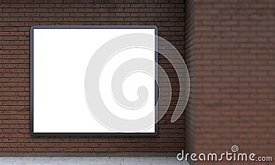 Blank lightbox or street LCD panel on brown brick wall Cartoon Illustration