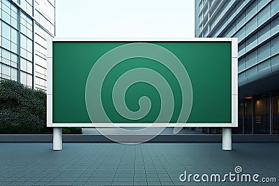 Blank billboard in modern green conceptual building in the metropolita Stock Photo