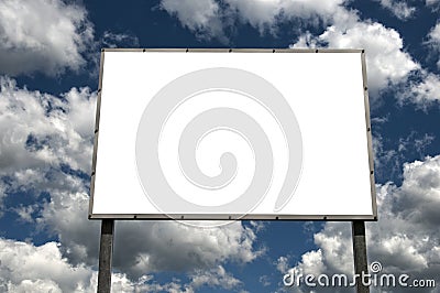 Blank billboard over cloudy sky Stock Photo