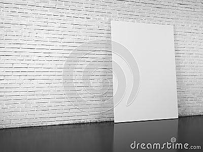 Blank billboard over white brick wall Stock Photo