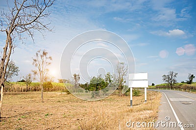 Blank billboard or road sign on the road Stock Photo