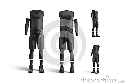 Blank black basketball uniform mock up, different views Stock Photo