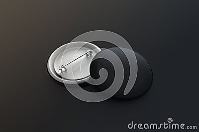 Blank black button badge stack mock up, clipping path Stock Photo