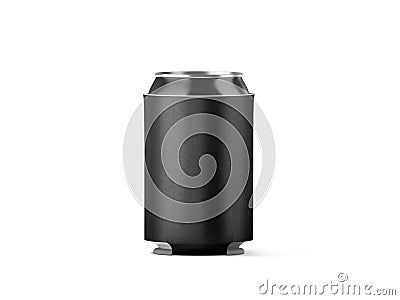 Blank black collapsible beer can koozie mockup isolated Stock Photo