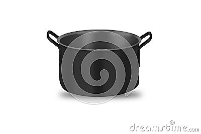 Blank Black cooking pot mockup isolated on white background. 3d rendering. Stock Photo