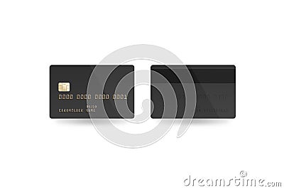 Blank black credit card mockup isolated, clipping path, Cartoon Illustration