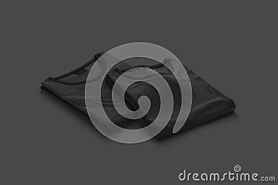 Blank black folded square t-shirt mockup pair, dark background Stock Photo