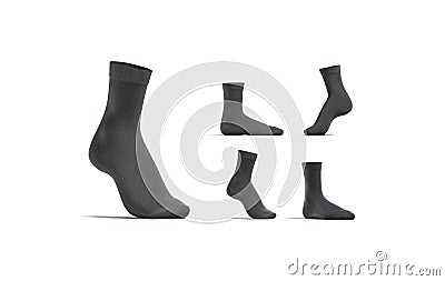 Blank black long socks mock up stand, different views Stock Photo