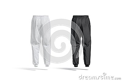 Blank black and melange sport sweatpants mockup, back view Stock Photo