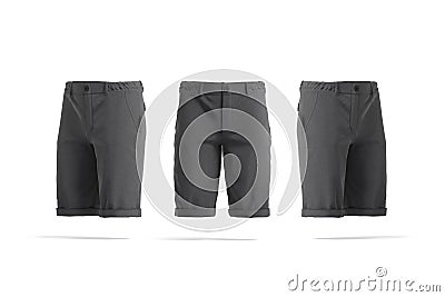 Blank black men shorts mockup, front and side view Stock Photo