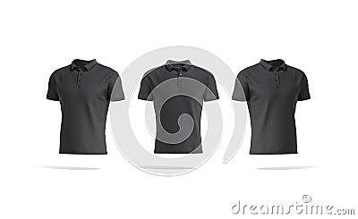 Blank black polo shirt mock up, front and side view Stock Photo