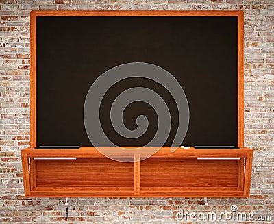 Blank Black School Chalk Board Stock Photo