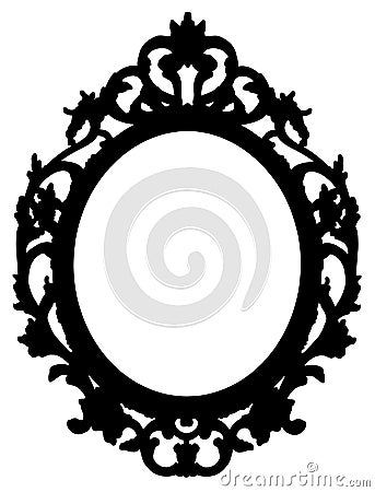 Blank black silhouette of an old wooden baroque frame - concept image with central copy space on white background for easy Stock Photo