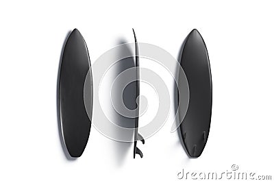 Blank black surfboarf mock up front, back and top view Stock Photo
