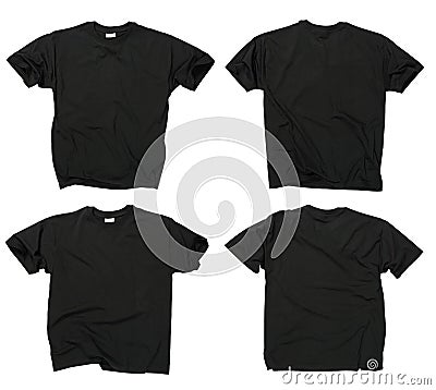 Blank black t-shirts front and back Stock Photo