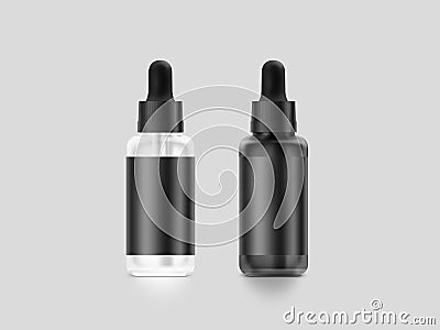 Blank black vape liquid dropper bottle mockup isolated, clipping path Cartoon Illustration