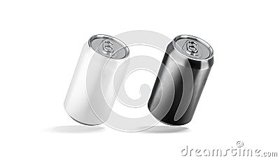 Blank black and white aluminum 330 ml soda can mockup, isolated Stock Photo