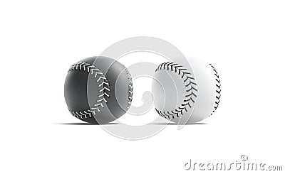 Blank black and white baseball ball with seam mockup, half-turned Stock Photo