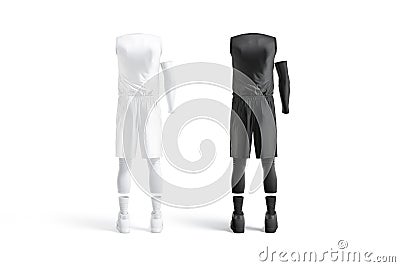 Blank black and white basketball uniform mockup, back view Stock Photo