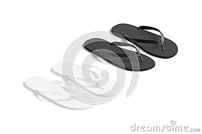 Blank black and white beach slippers mock up, side view Stock Photo