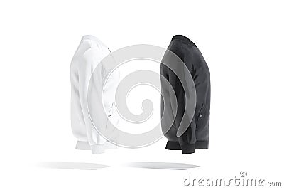 Blank black and white bomber jacket mockup, side view Stock Photo