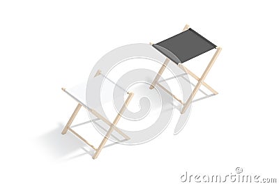 Blank black and white camp folding stool mockup, half-turned view Stock Photo