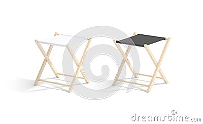 Blank black and white camp folding stool mockup, side view Stock Photo