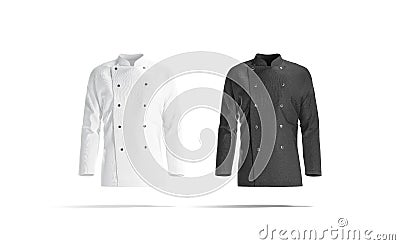 Blank black and white chef jacket mockup set, front view Stock Photo