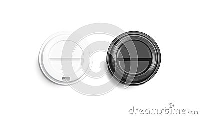 Blank black and white disposable coffee cup lid mockup Stock Photo