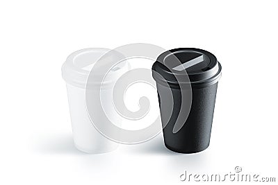 Blank black and white disposable paper cup Stock Photo