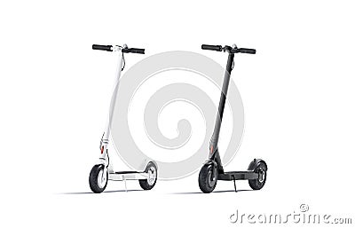 Blank black and white electric scooter mock up, front view Stock Photo