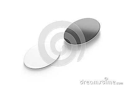 Blank black and white ellipse fridge magnet mockup, side view Stock Photo