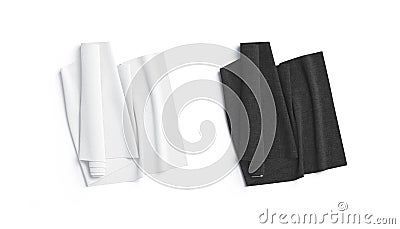 Blank black and white fabric unfolded roll mockup, top view Stock Photo