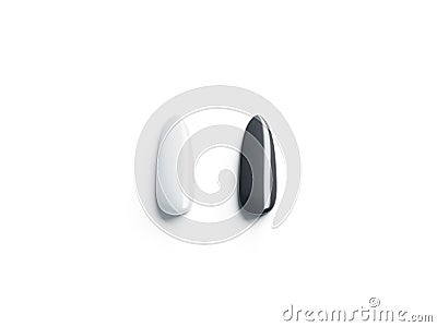 Blank black and white fake nails mockup, top view Stock Photo