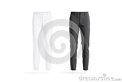 Blank black and white man pants mockup, front view Stock Photo