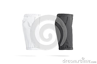 Blank black and white men shorts mockup, profile view Stock Photo