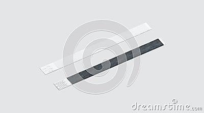 Blank black and white paper wristband mockup Stock Photo