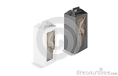 Blank black and white rectangular wine box plastic window mockup Stock Photo