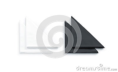 Blank black and white restaurant napkin mock up, isolated. Stock Photo