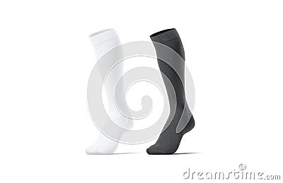 Blank black and white soccer socks toe mockup, half-turned view Stock Photo