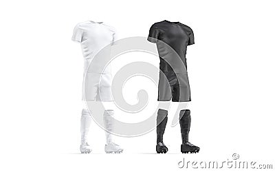 Blank black and white soccer uniform mockup set, side view Stock Photo