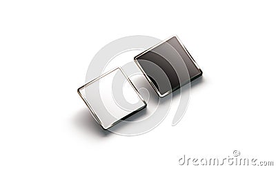 Blank black and white square gold lapel badge mockup Stock Photo
