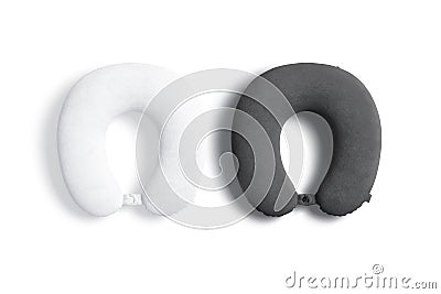 Blank black and white travel pillow mockup, top view Stock Photo