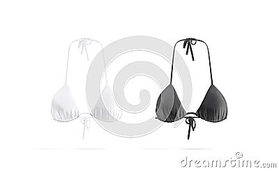 Blank black and white woman bikini bodice mockup, front view Stock Photo
